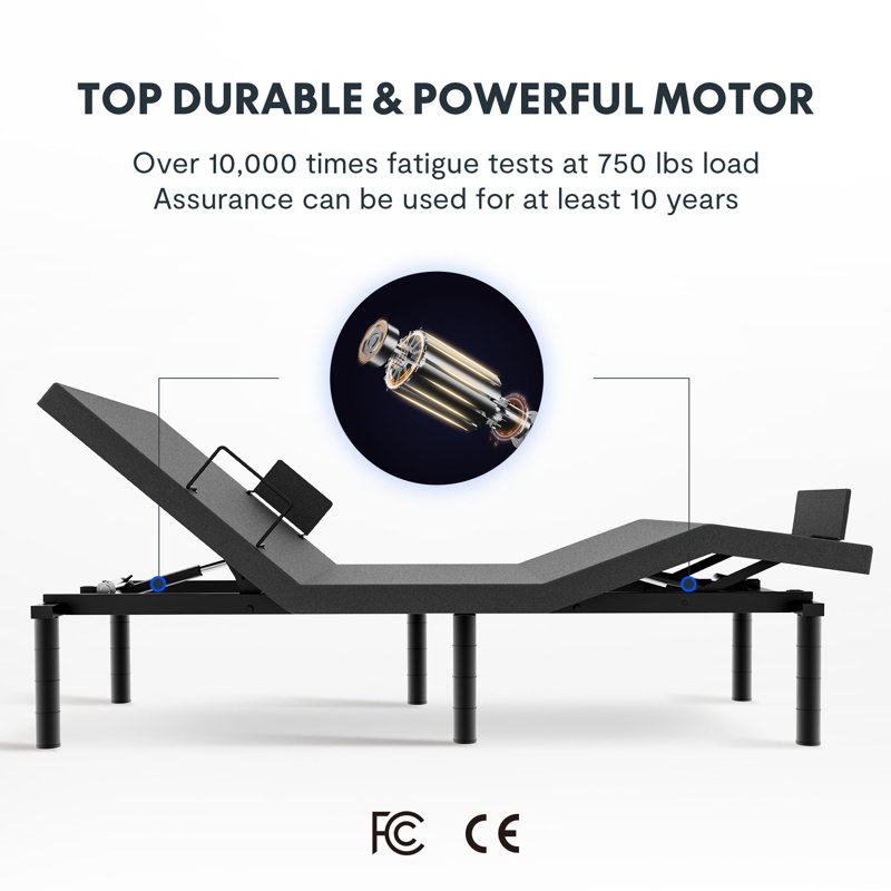 Alwyn Home Ooltewah Zero Clearance Adjustable Bed Frame Massage with
